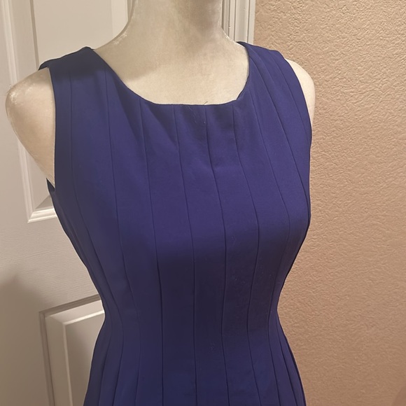 Calvin Klein 2 ROYAL BLUE Fit & Flare gored seams Flounce Twirl Modest Lined - Picture 2 of 5